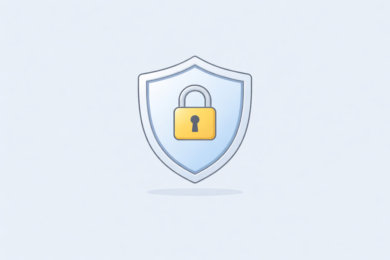 Shield and lock icons on a soft blue background